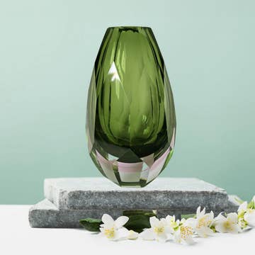 Radiant Prism Cut Glass Vase