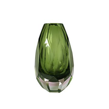Radiant Prism Cut Glass Vase