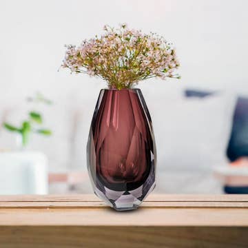 Radiant Prism Cut Glass Vase