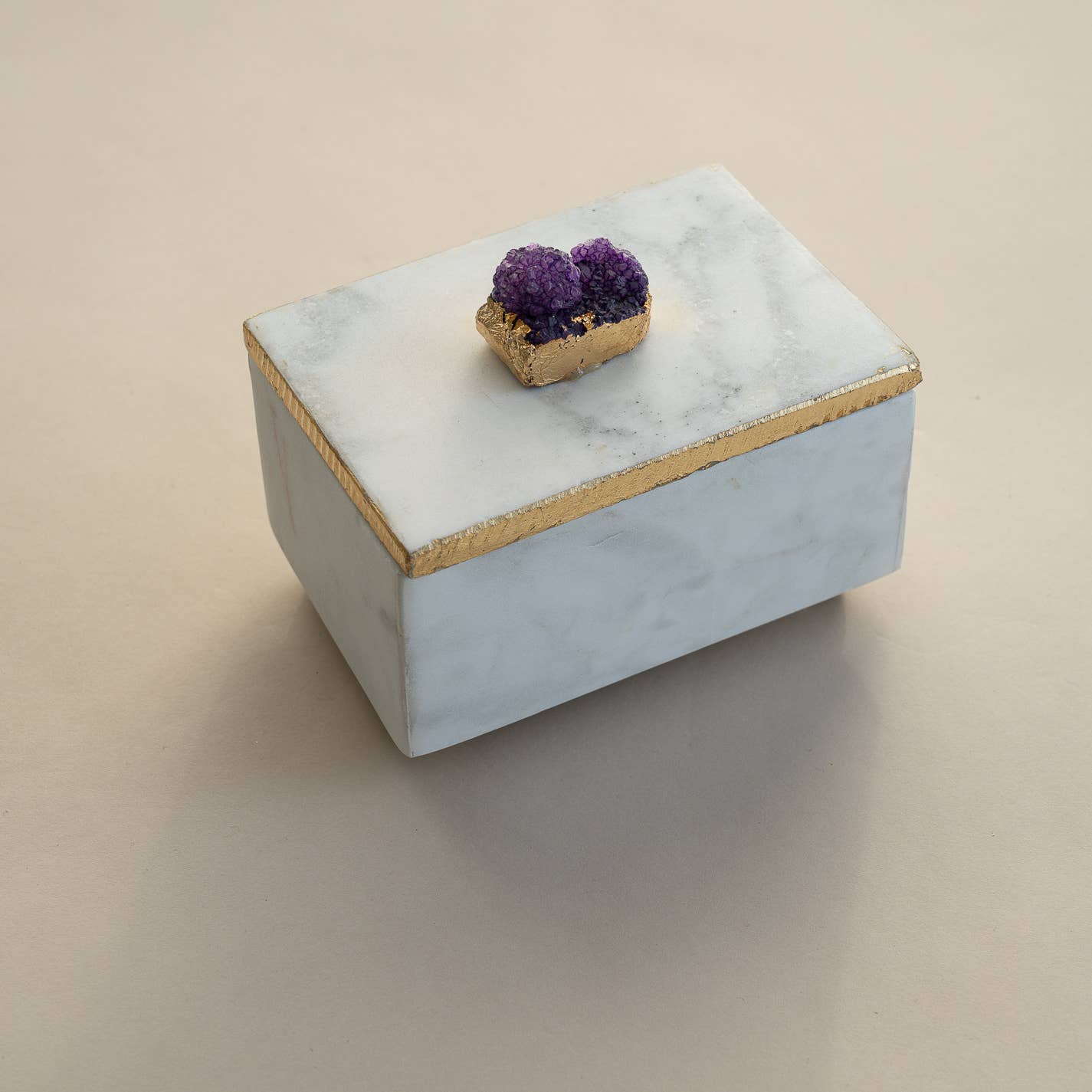 Marble Elegance Box with Gold Edge Lid