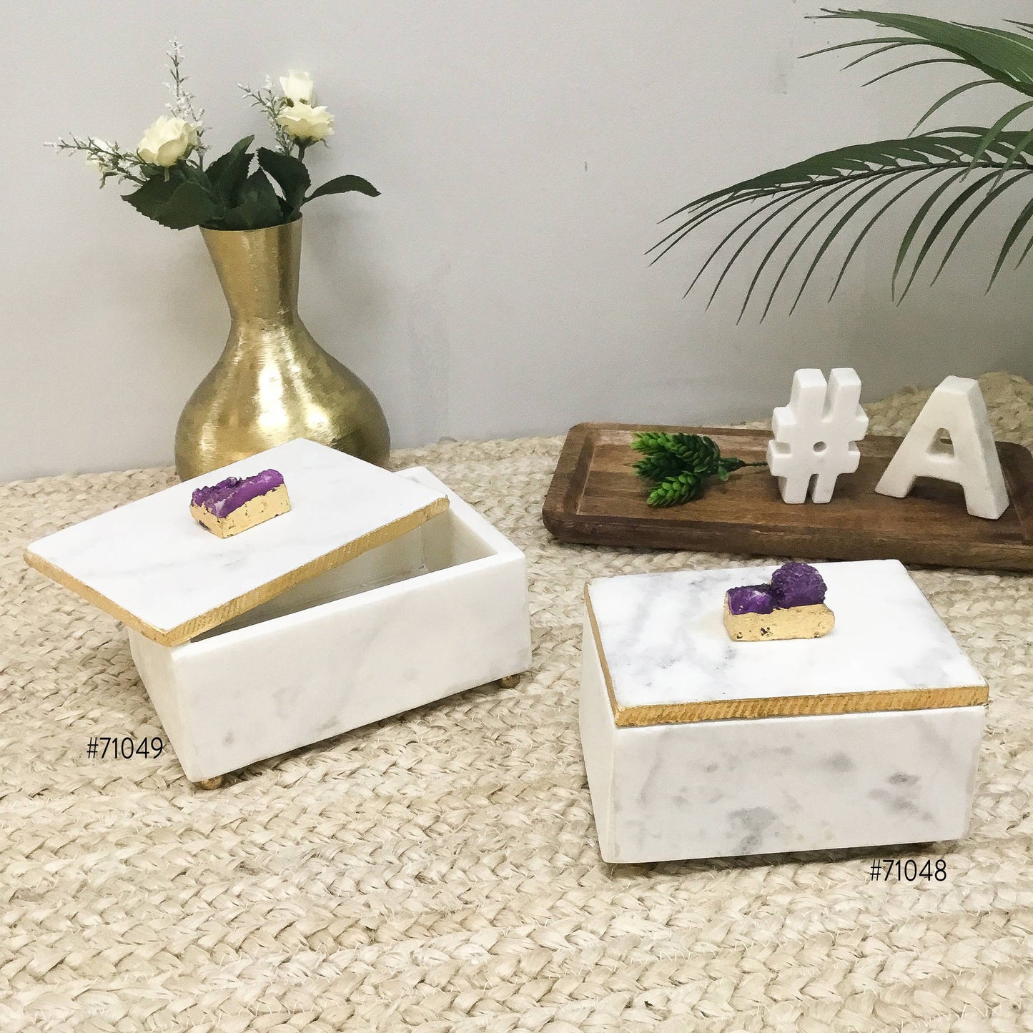 Marble Elegance Box with Gold Edge Lid