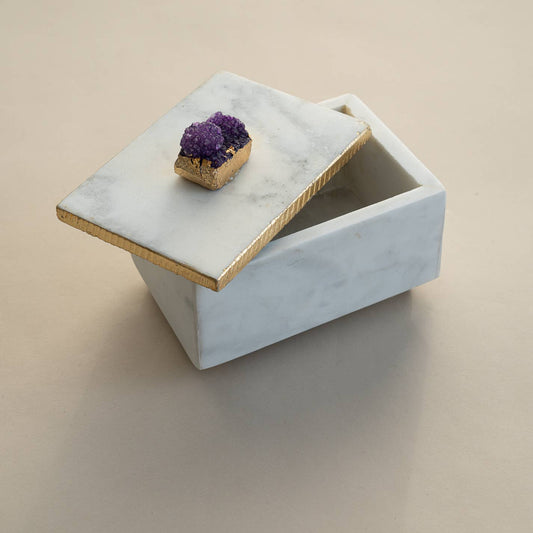 Marble Elegance Box with Gold Edge Lid