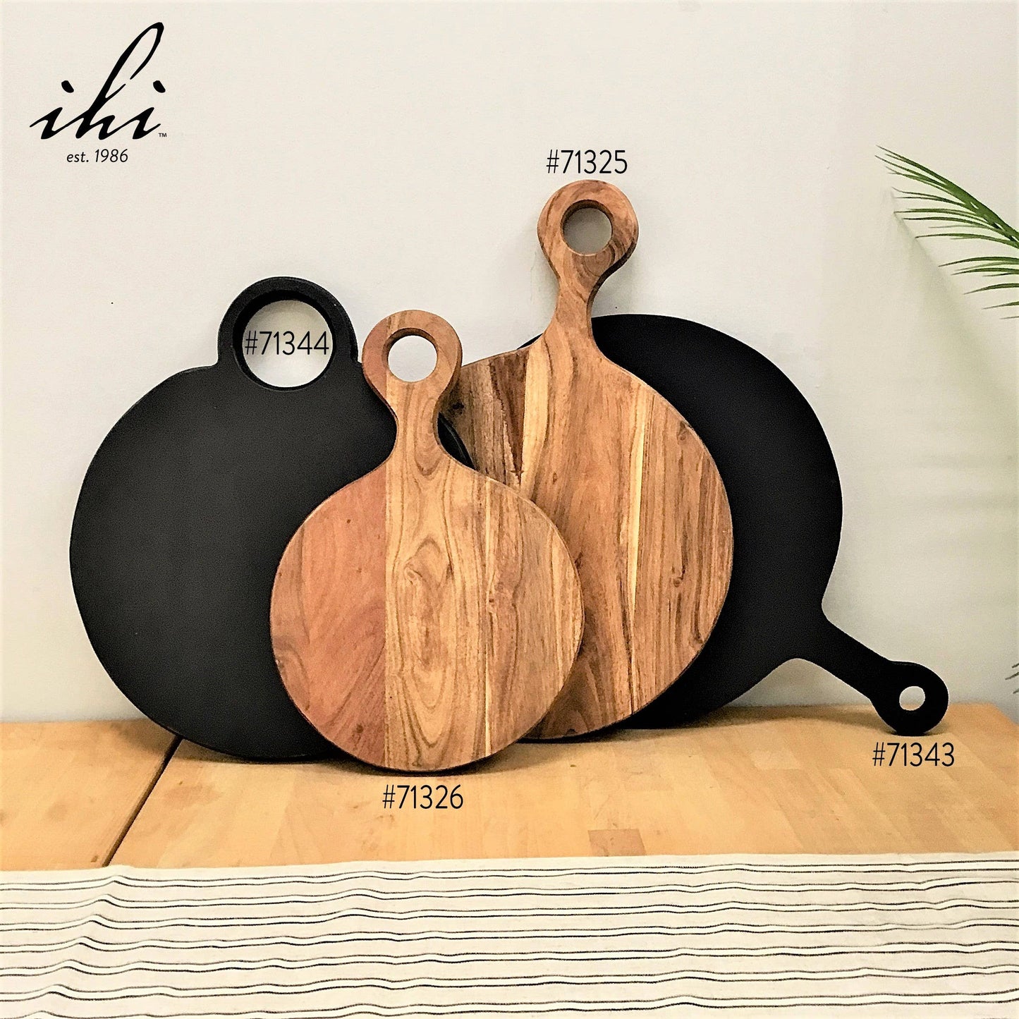 Acacia Wood Black Charcuterie Board w/Loop Handle