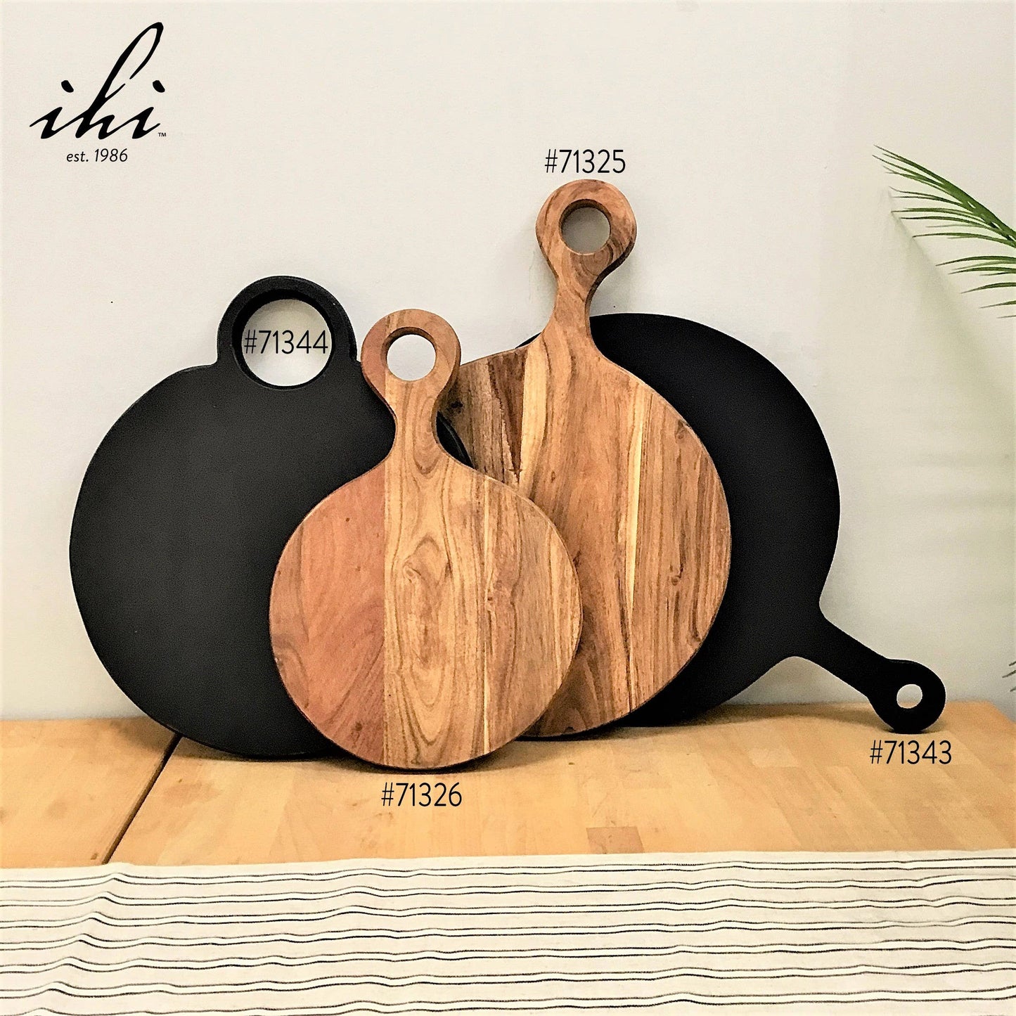 Acacia Wood Black Cutting Board w/Loop Handle