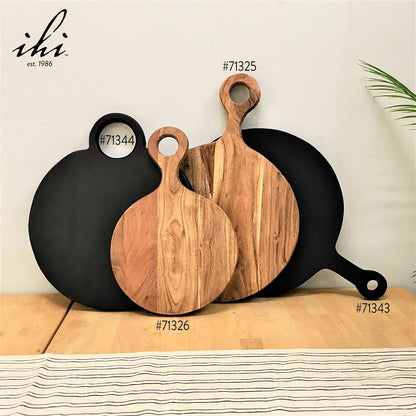 Acacia Wood Black Charcuterie Board w/Loop Handle
