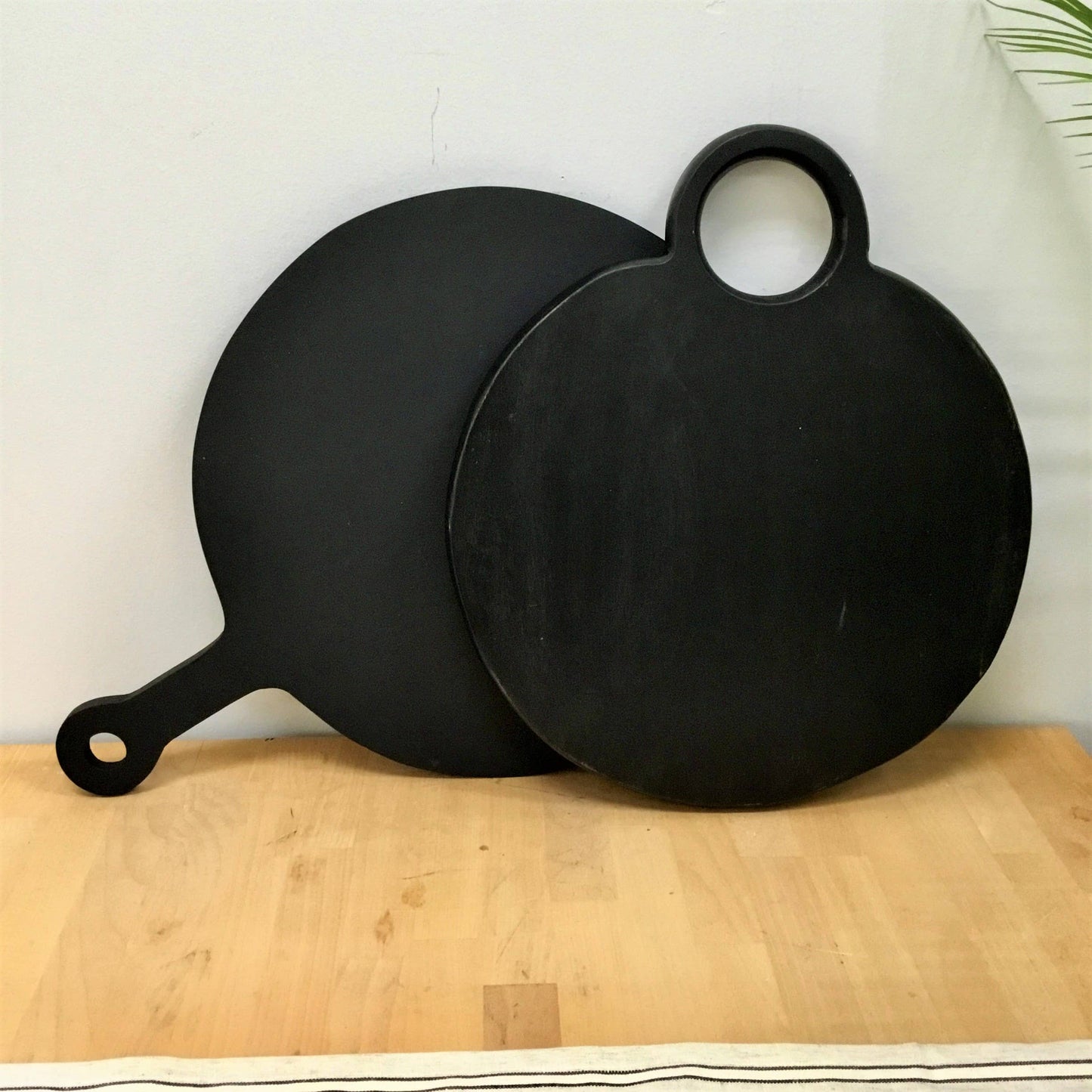 Acacia Wood Black Charcuterie Board w/Loop Handle