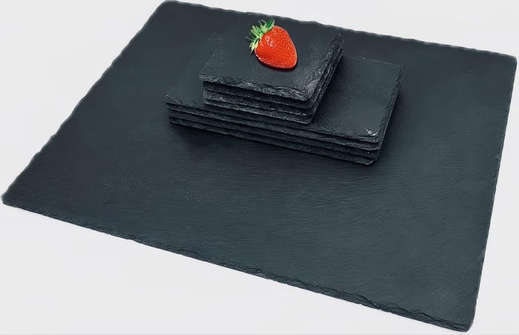 9-Pieces Natural Slate Cheese Board Set
