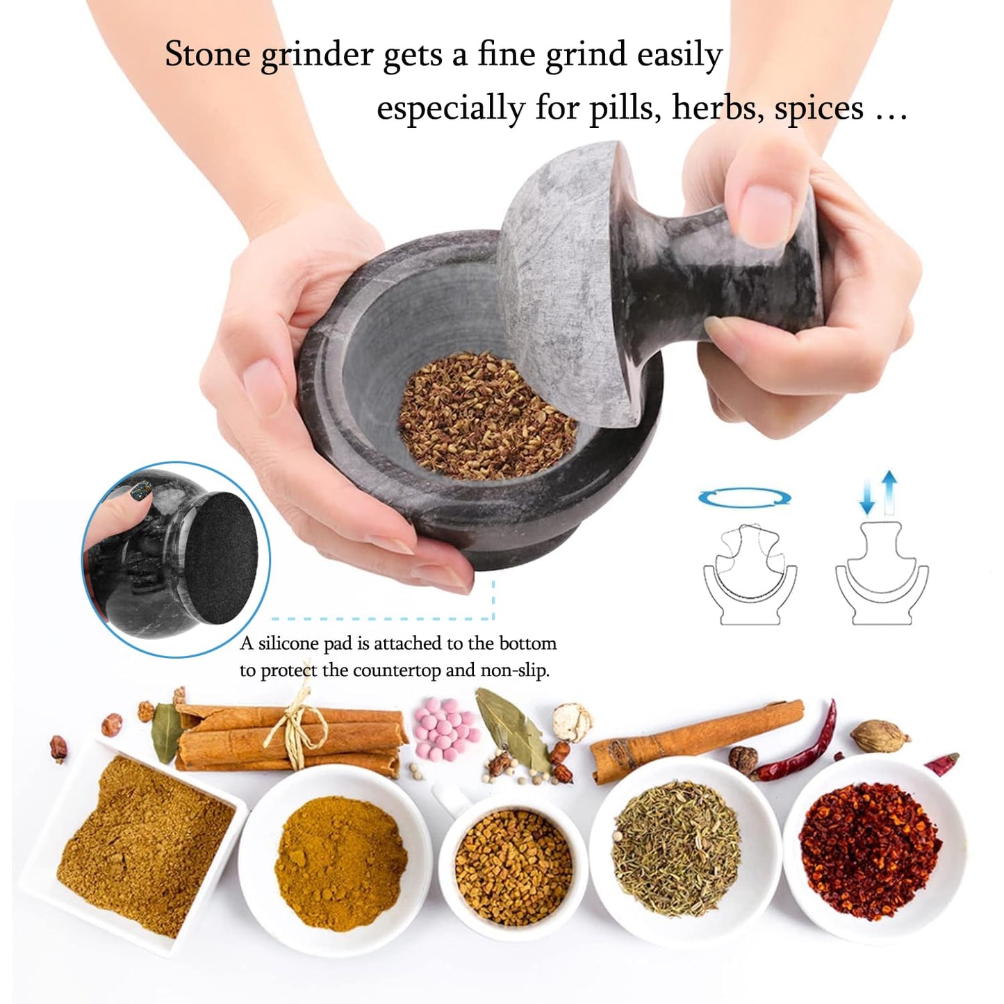 Easy Grip Marble Mortar and Pestle Set