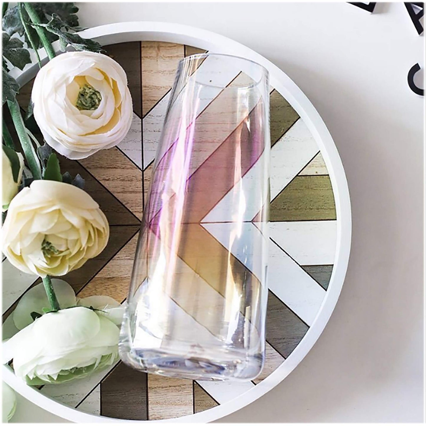 Modern Iridescent Crystal Vase
