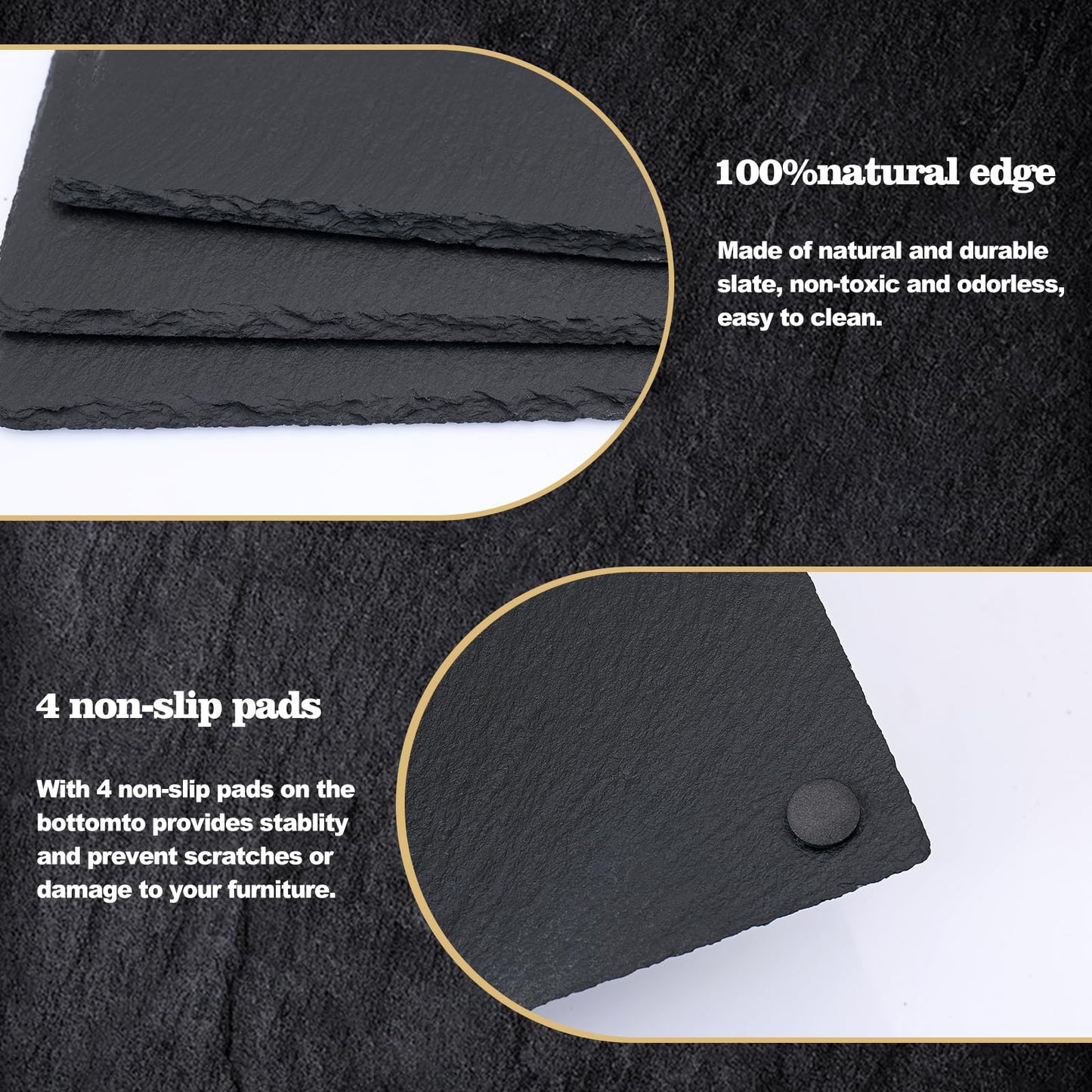 9-Pieces Natural Slate Cheese Board Set