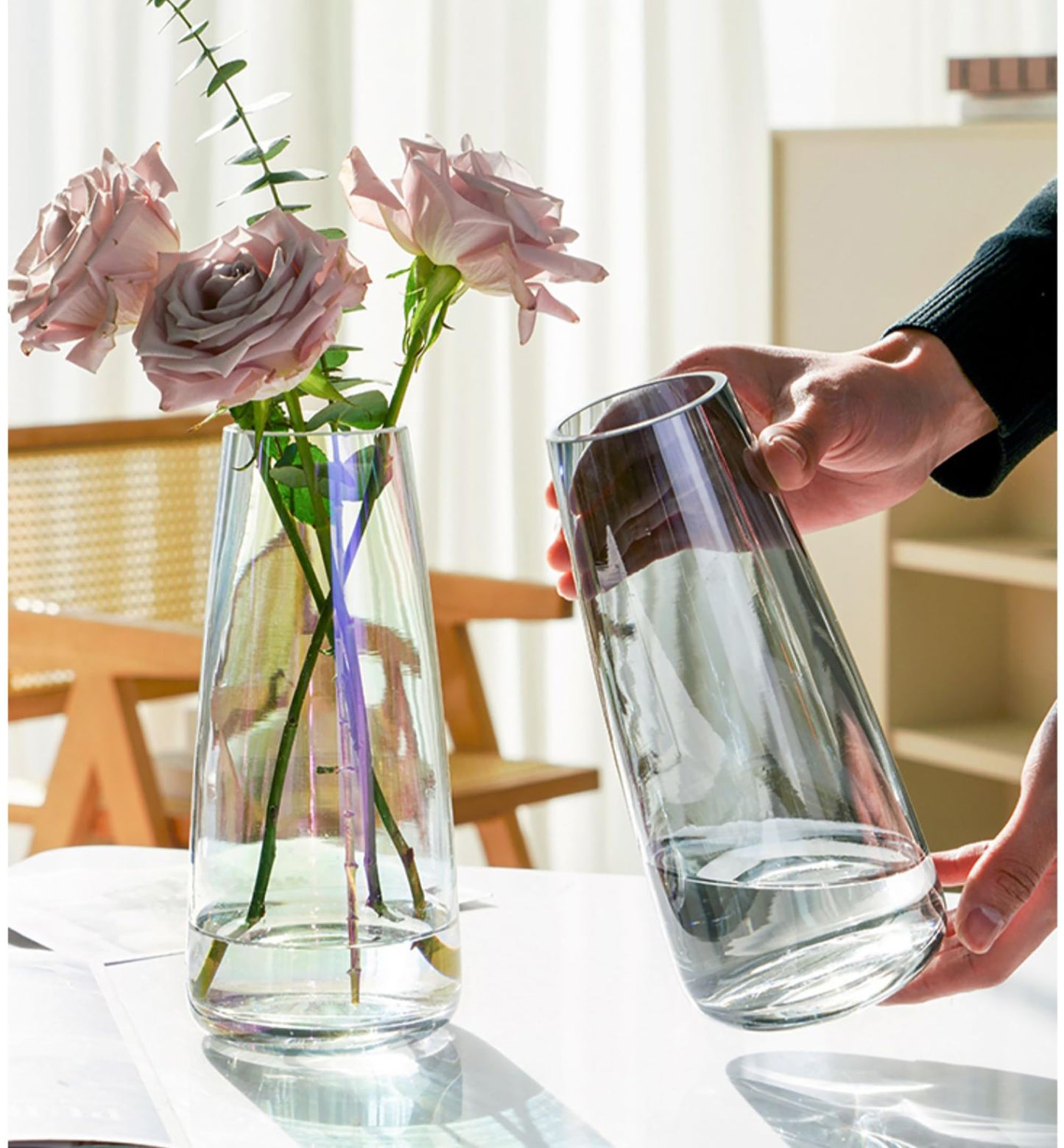 Modern Iridescent Crystal Vase