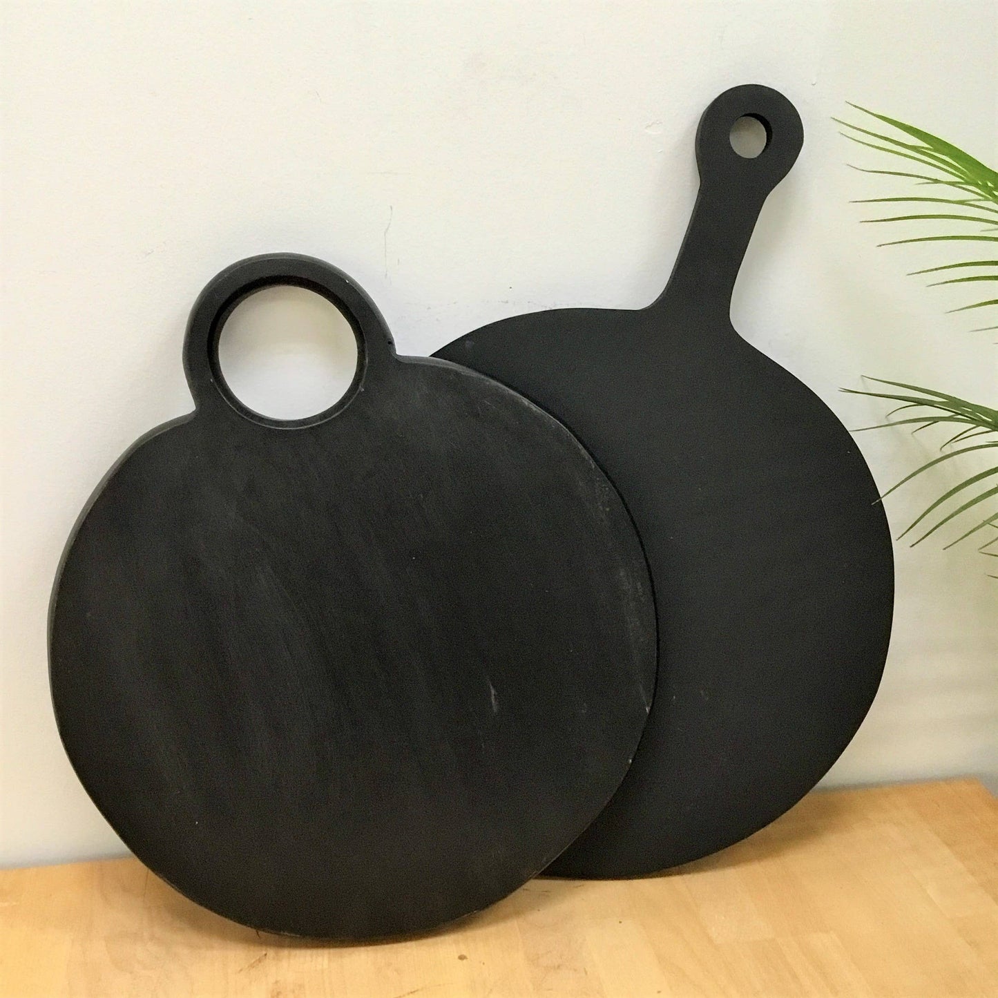 Acacia Wood Black Charcuterie Board w/Loop Handle