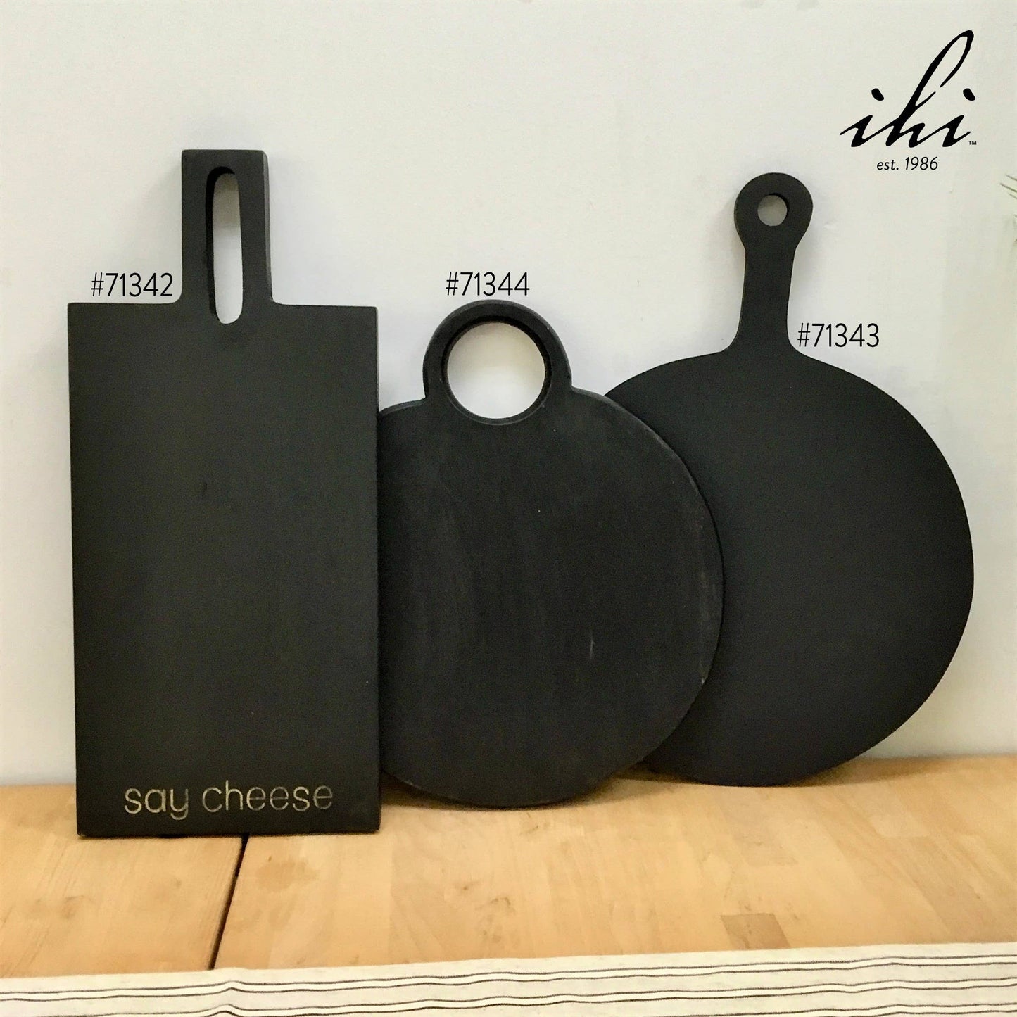 Acacia Wood Black Charcuterie Board w/Loop Handle