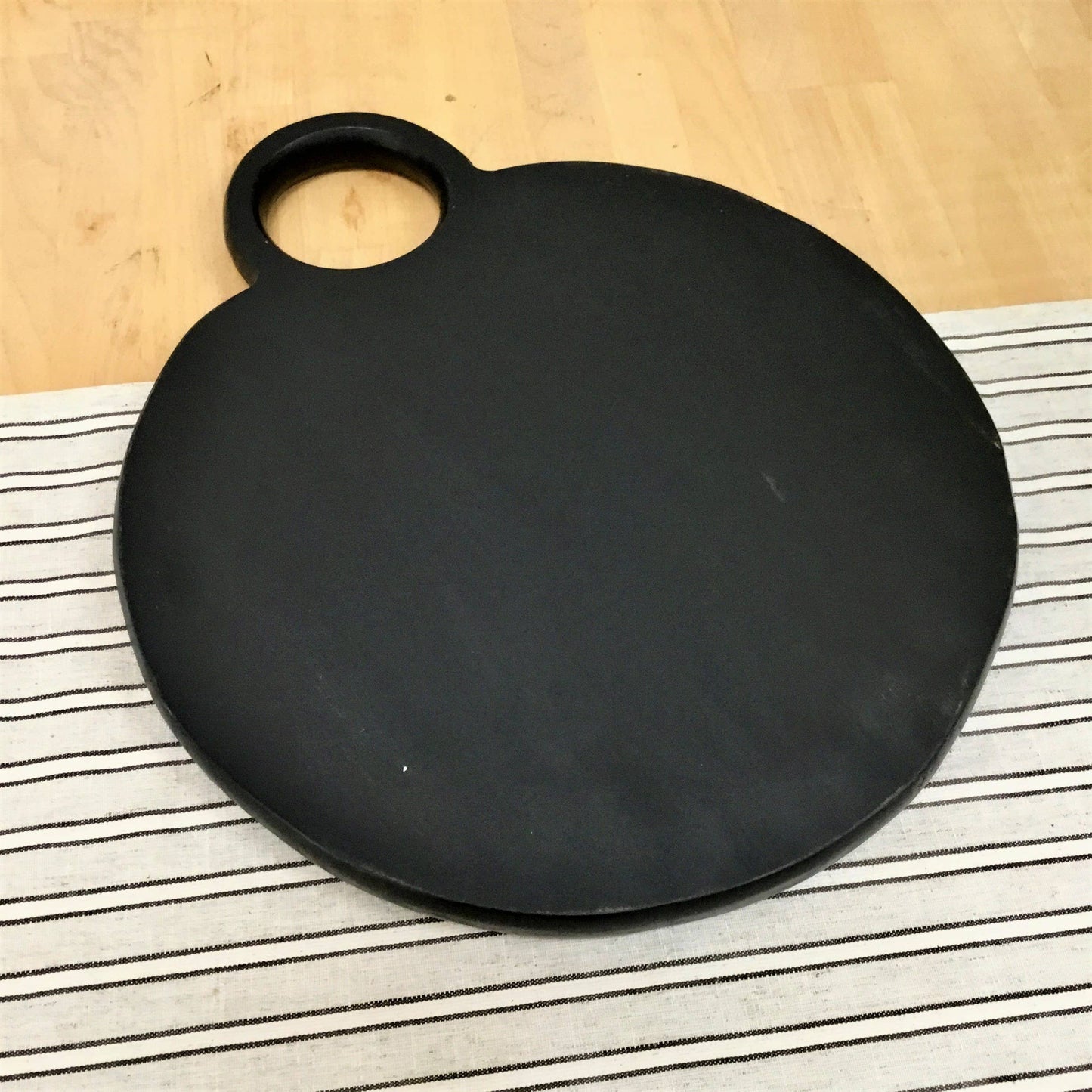 Acacia Wood Black Charcuterie Board w/Loop Handle