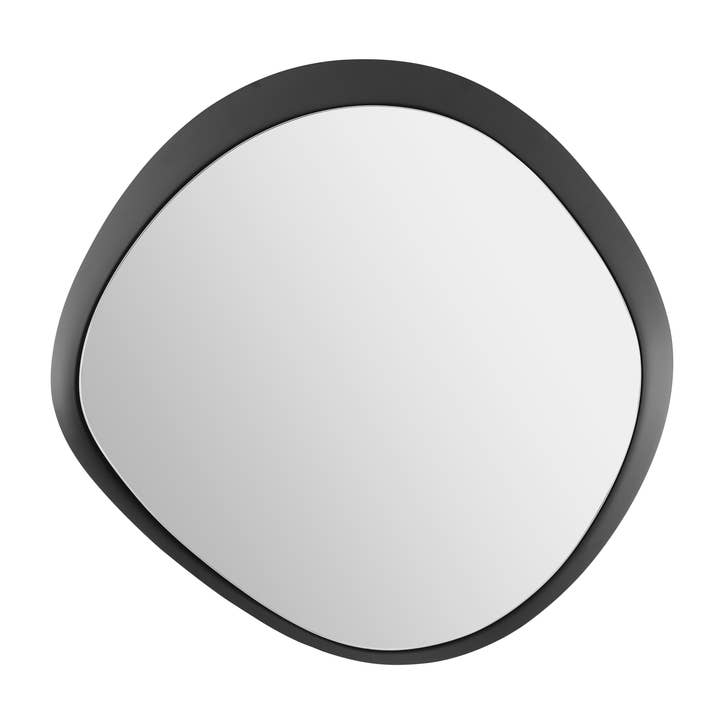Sonya Asymmetrical Circle Wall Mirror – 24-Inch with Black Iron Frame