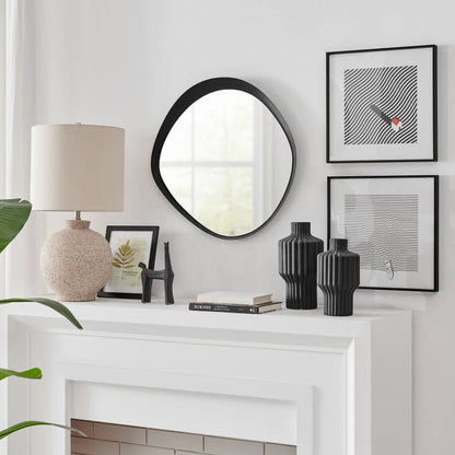 Sonya Asymmetrical Circle Wall Mirror – 24-Inch with Black Iron Frame
