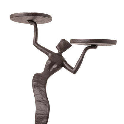 Sculpted Femme Cast Iron Candle Holder – Double Taper Stand