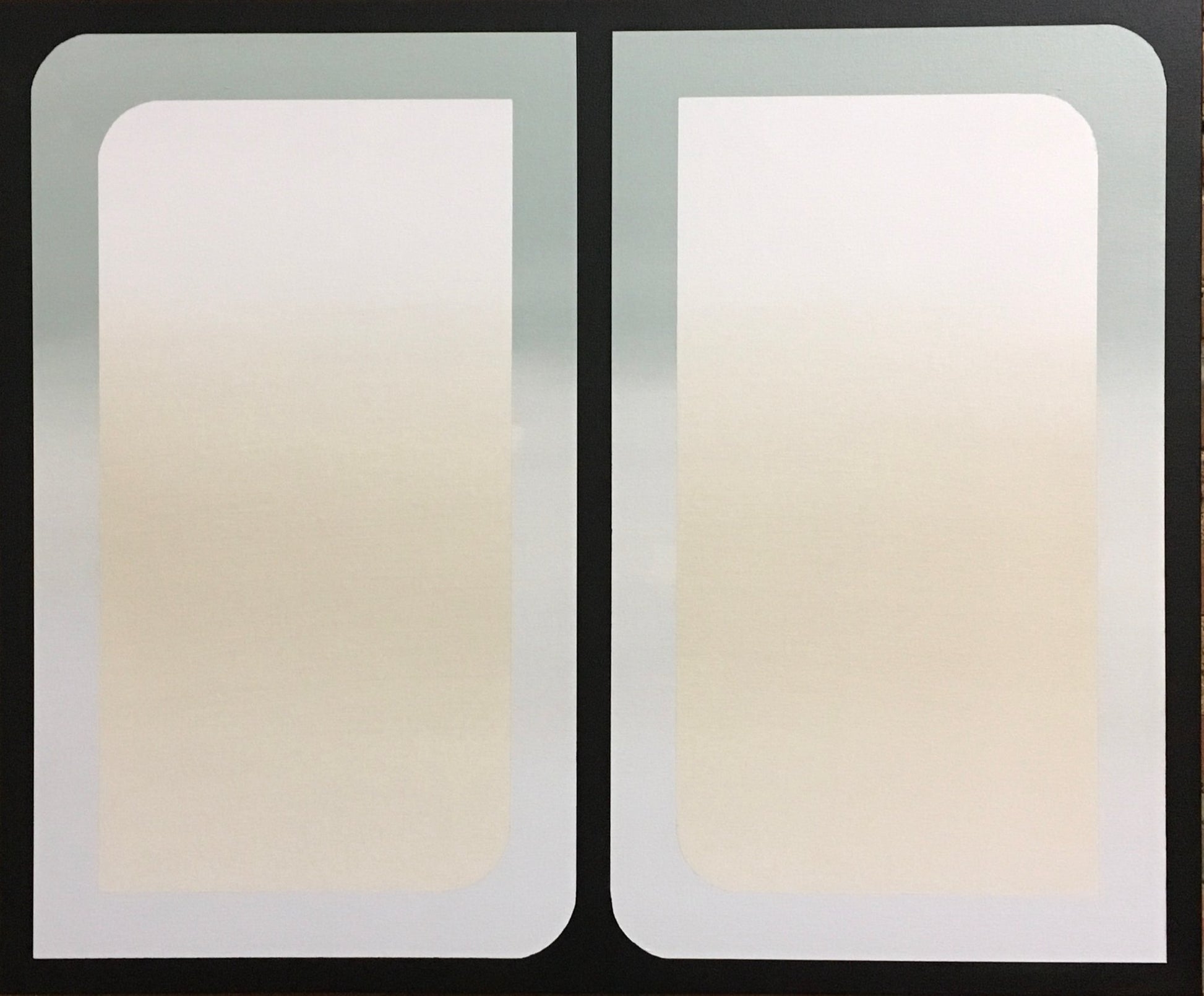 Vertical 30x36 original abstract painting titled The View 4 by Kevin Cross featuring an ethereal white and light grey atmospheric gradient on Mitsooz.
