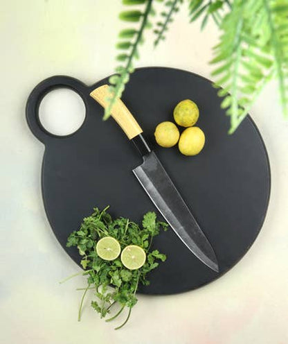 Acacia Wood Black Charcuterie Board w/Loop Handle