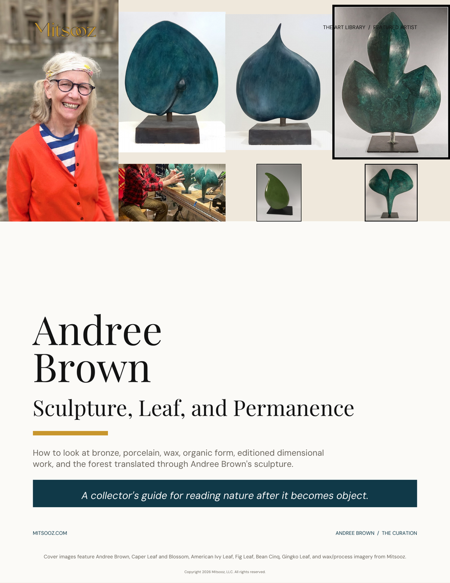 Andree Brown: Sculpture & Organic Form. A featured artist guide to Andree Brown's sculpture, bronze, porcelain, organic forms, patina, weight, edition language, and collector placement.