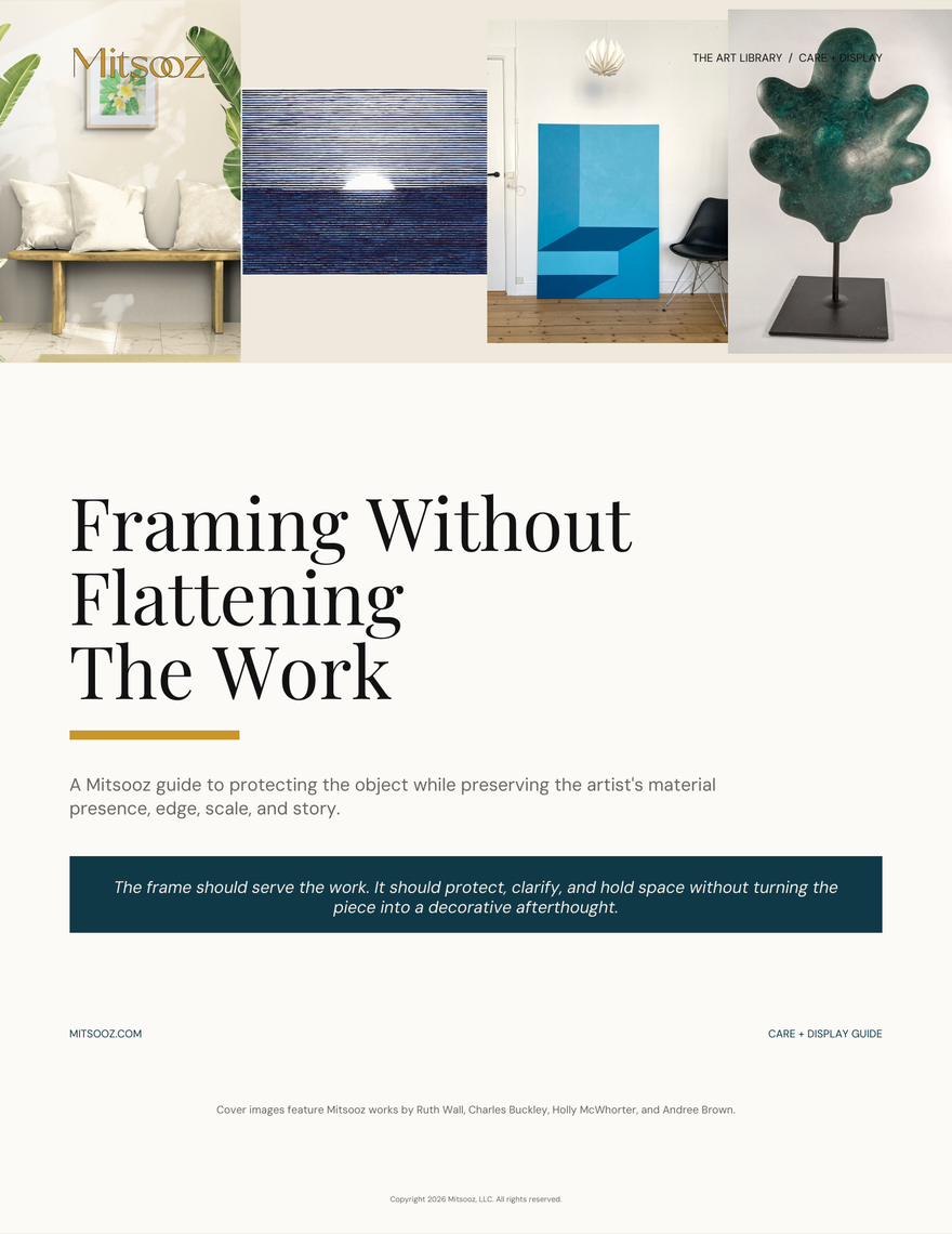 Framing Without Flattening The Work. A framing guide for protecting original art while preserving edge, depth, scale, material presence, and the narrative carried by the object.