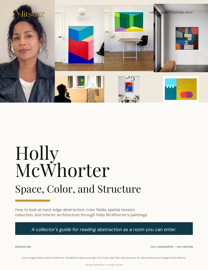 Holly McWhorter: Space & Color. A featured artist guide to Holly McWhorter's abstract paintings through color, spatial quiet, architectural tension, surface, scale, and placement.