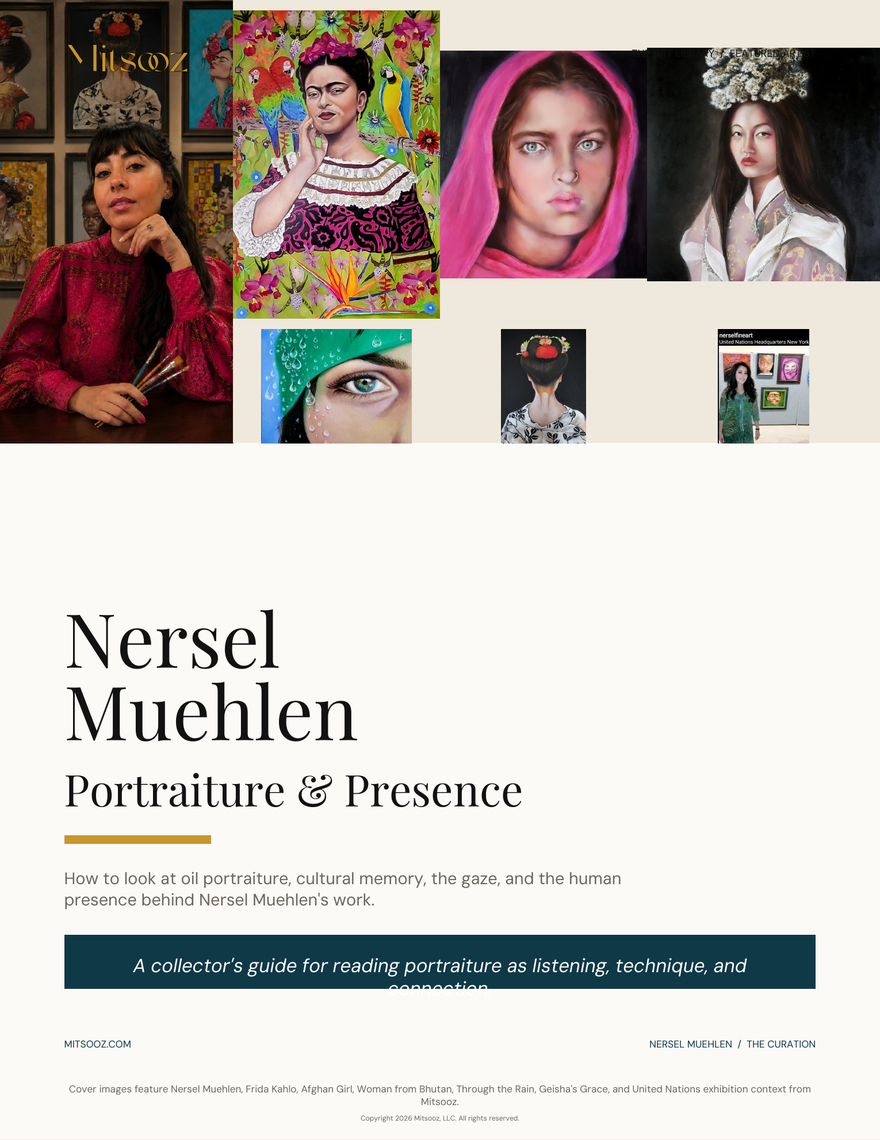 Nersel Muehlen: Portraiture & Presence. A featured artist guide to Nersel Muehlen's portraiture, presence, listening, slow oil painting, emotional atmosphere, and collector looking.